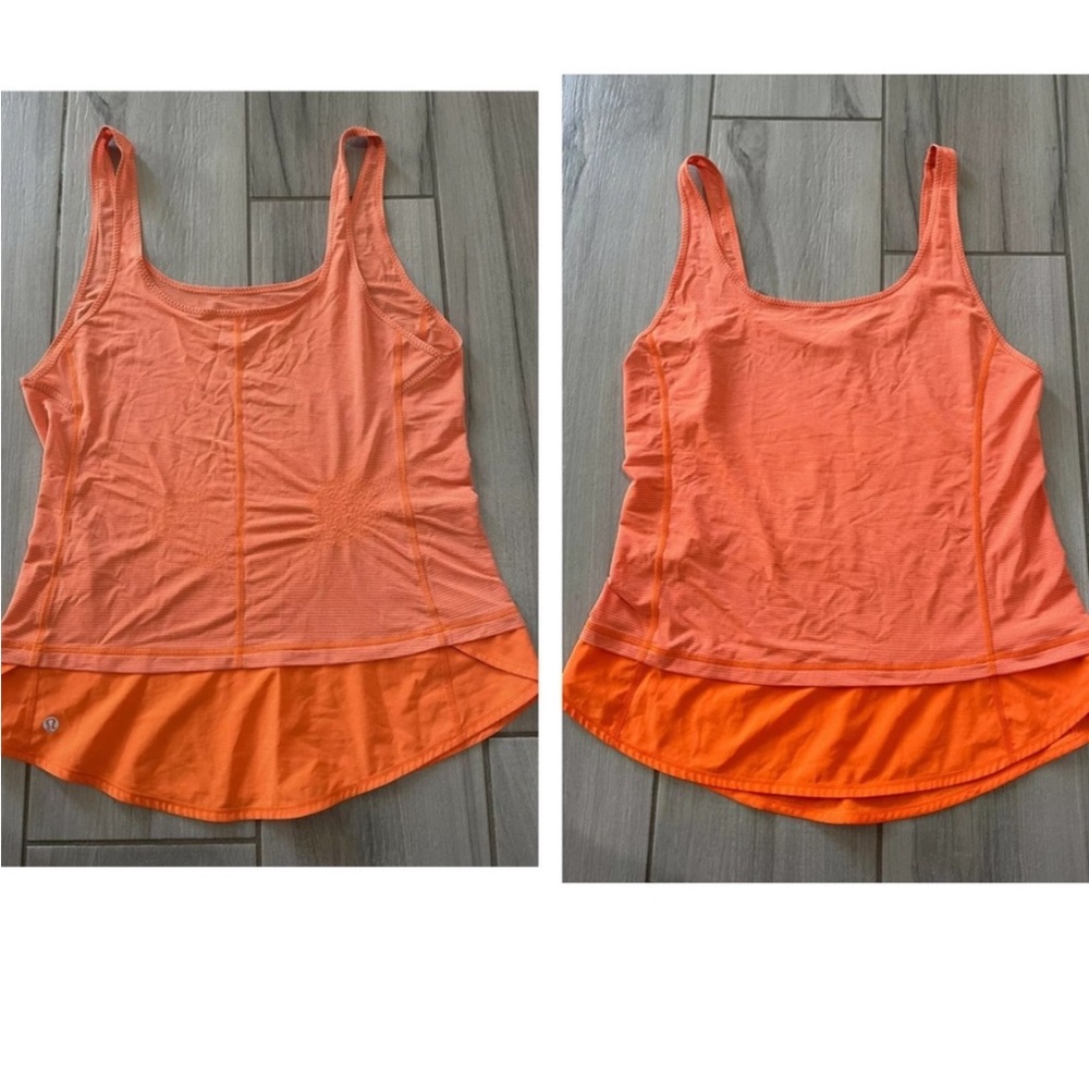 Lululemon Run Mod Moves Orange Singlet Tank Top size 10 Or Medium